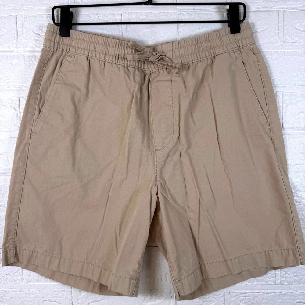 H&M Pull On Shorts Mens Small Khaki Regular Fit Drawstring Chino Casual